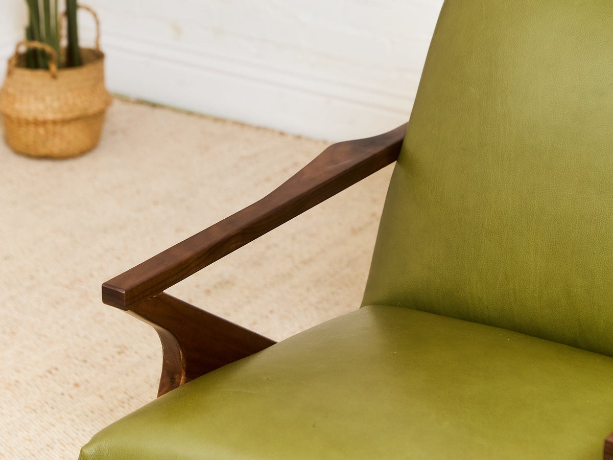 Zayden Lounge Chair in Green Leather