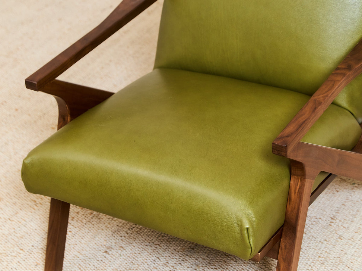 Zayden Lounge Chair in Green Leather