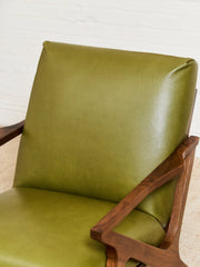 Zayden Lounge Chair in Green Leather