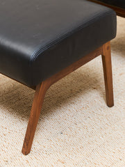 Black Leather Chair and Ottoman