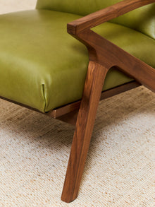 Zayden Lounge Chair in Green Leather