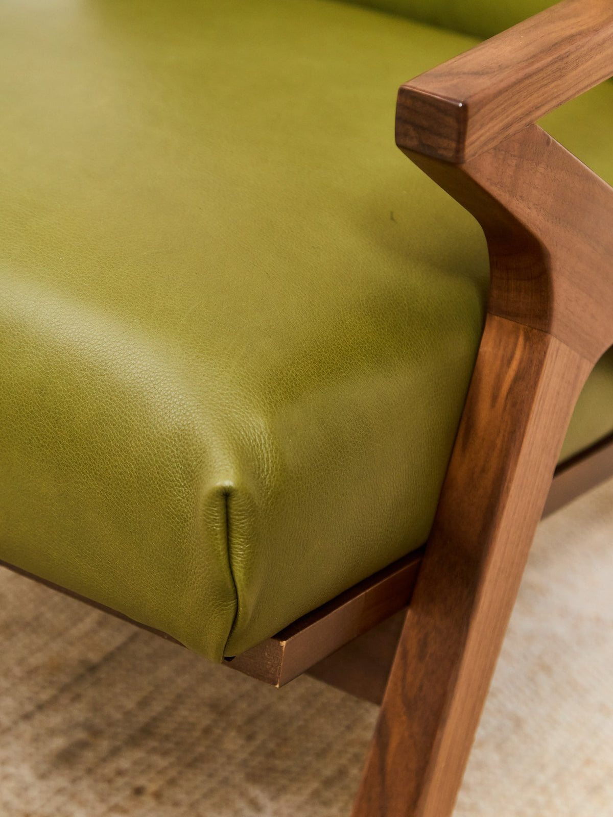 Zayden Lounge Chair in Green Leather