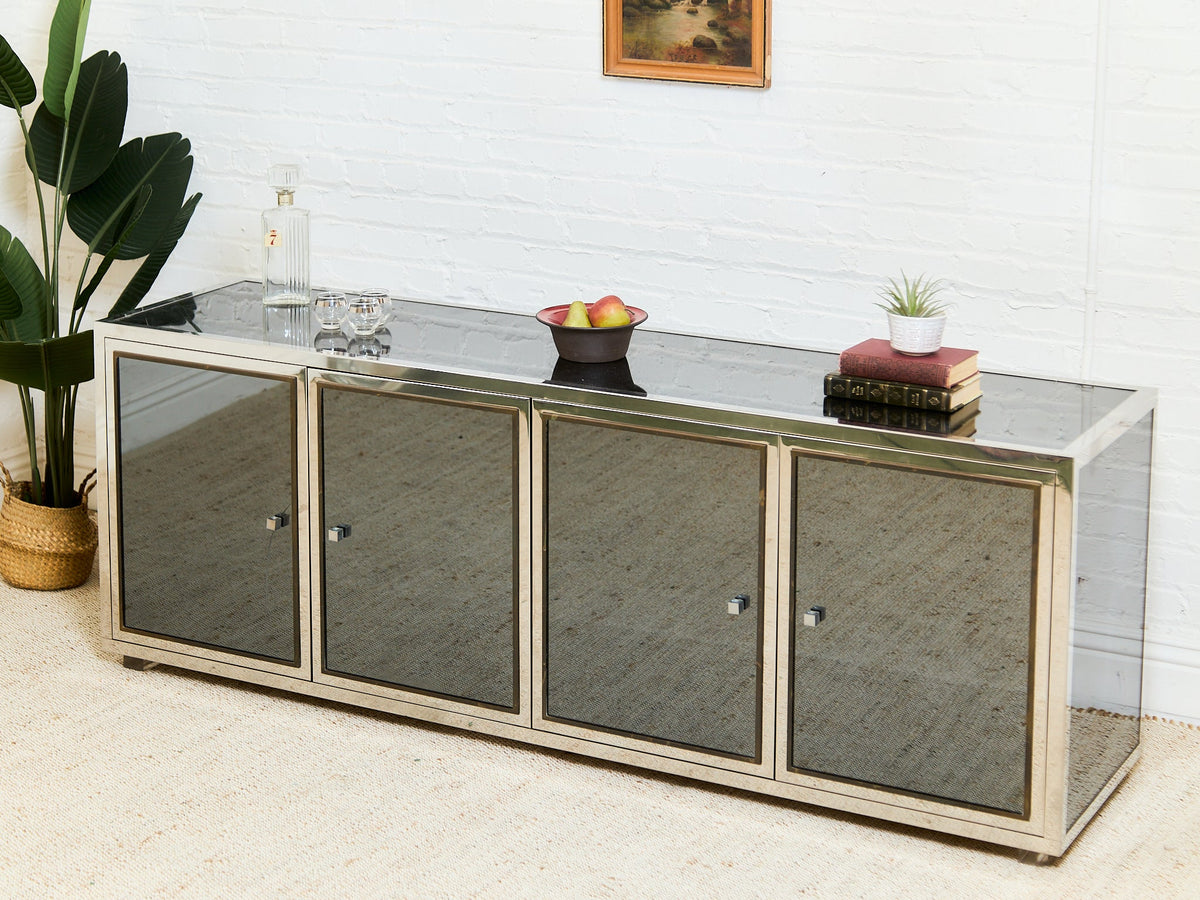 Angolo Metal Arte in Italy, 1960s Chrome and Mirror Glass Sideboard