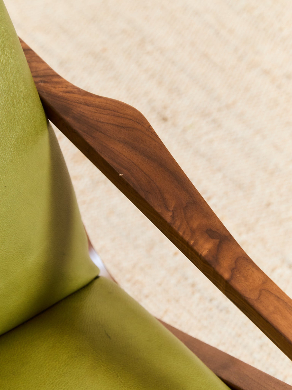 Zayden Lounge Chair in Green Leather