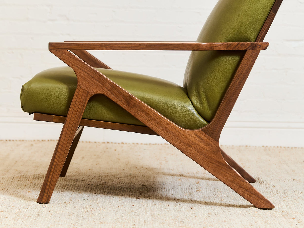 Zayden Lounge Chair in Green Leather
