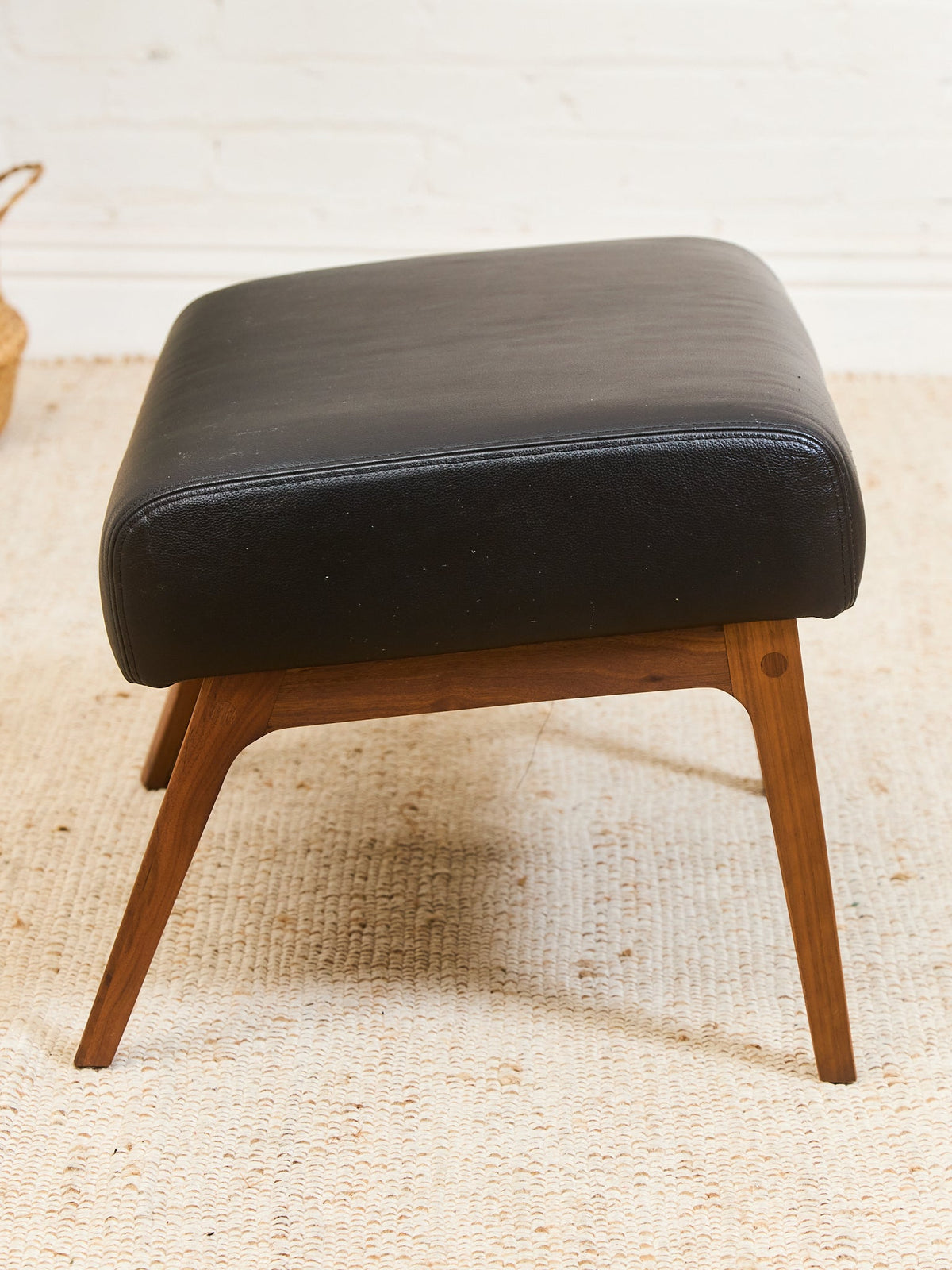 Black Leather Chair and Ottoman