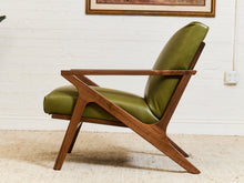Zayden Lounge Chair in Green Leather