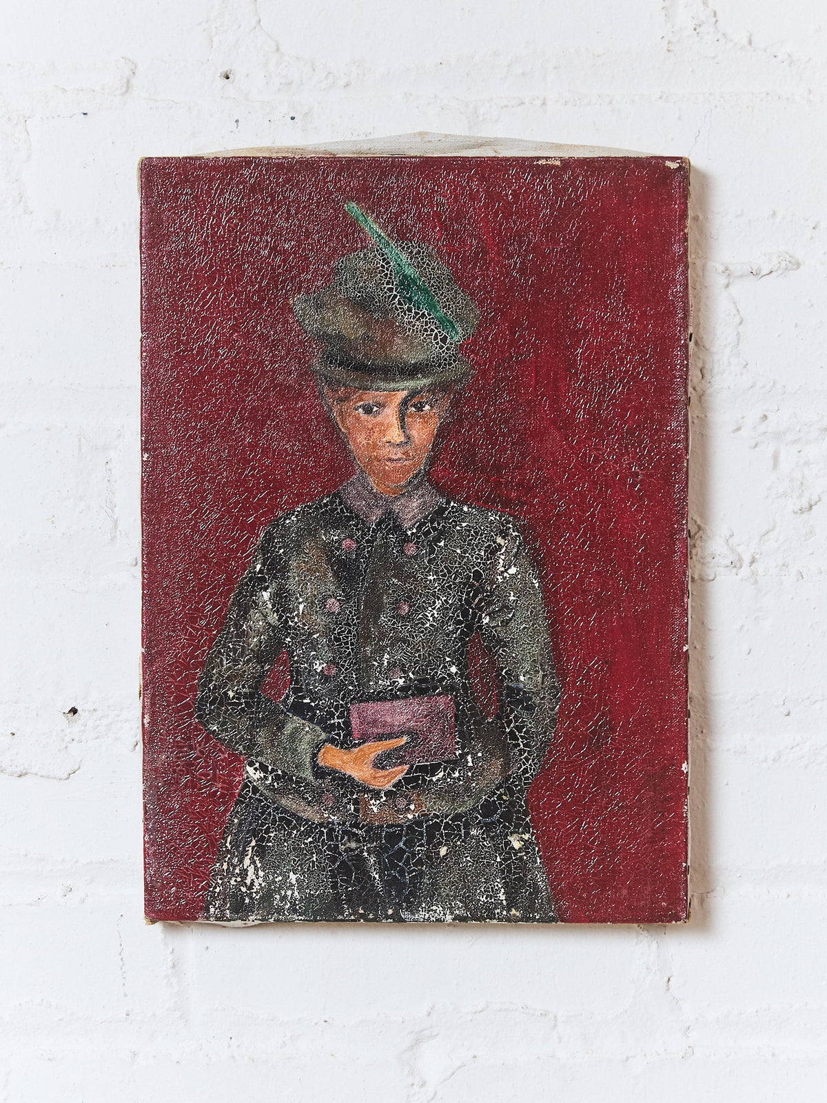 Portrait of a Woman Red Background Oil Painting