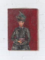 Portrait of a Woman Red Background Oil Painting