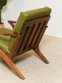 Zayden Lounge Chair in Green Leather