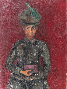 Portrait of a Woman Red Background Oil Painting