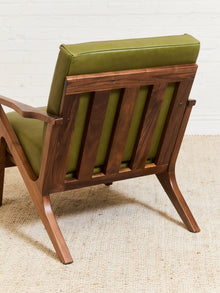 Zayden Lounge Chair in Green Leather
