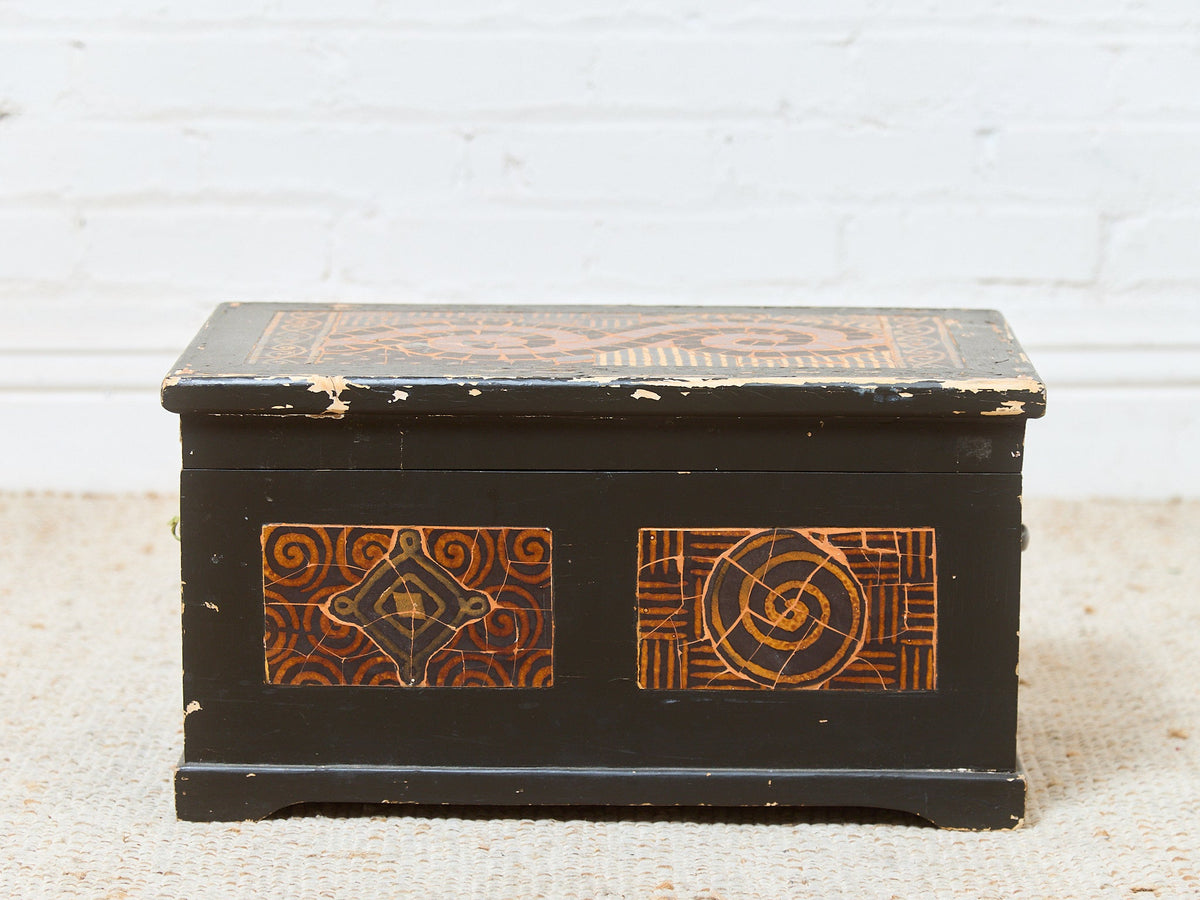 Large Mosaic Folk Art Antique Box