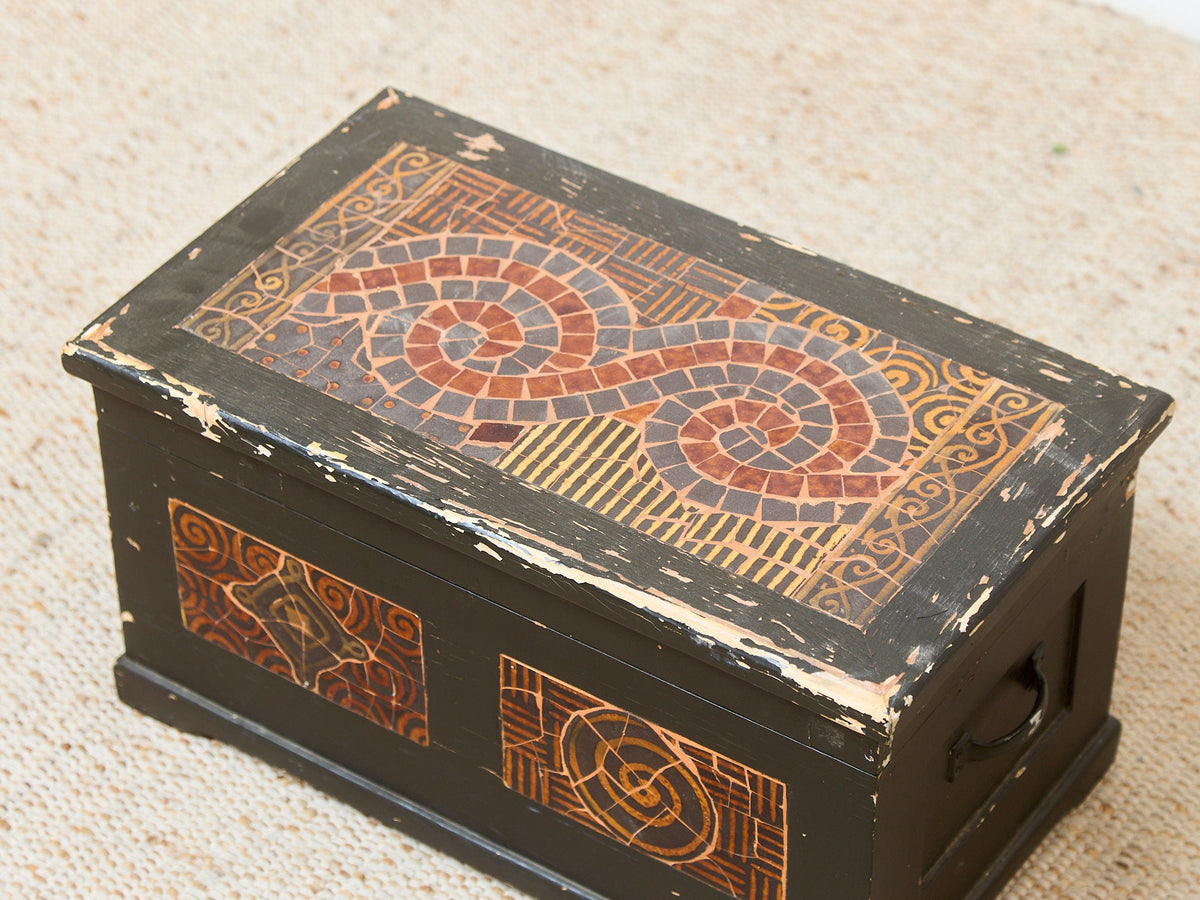 Large Mosaic Folk Art Antique Box