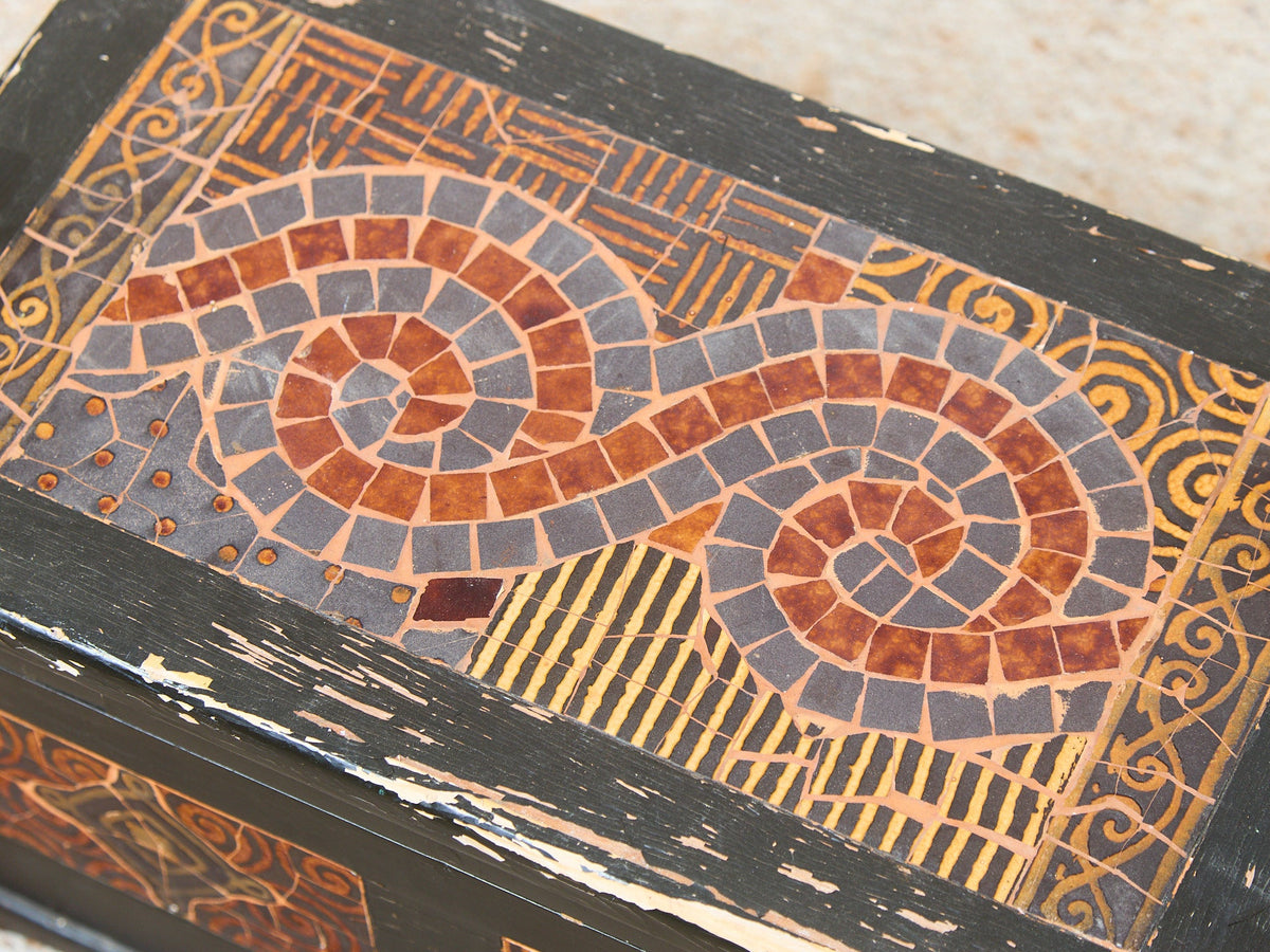 Large Mosaic Folk Art Antique Box
