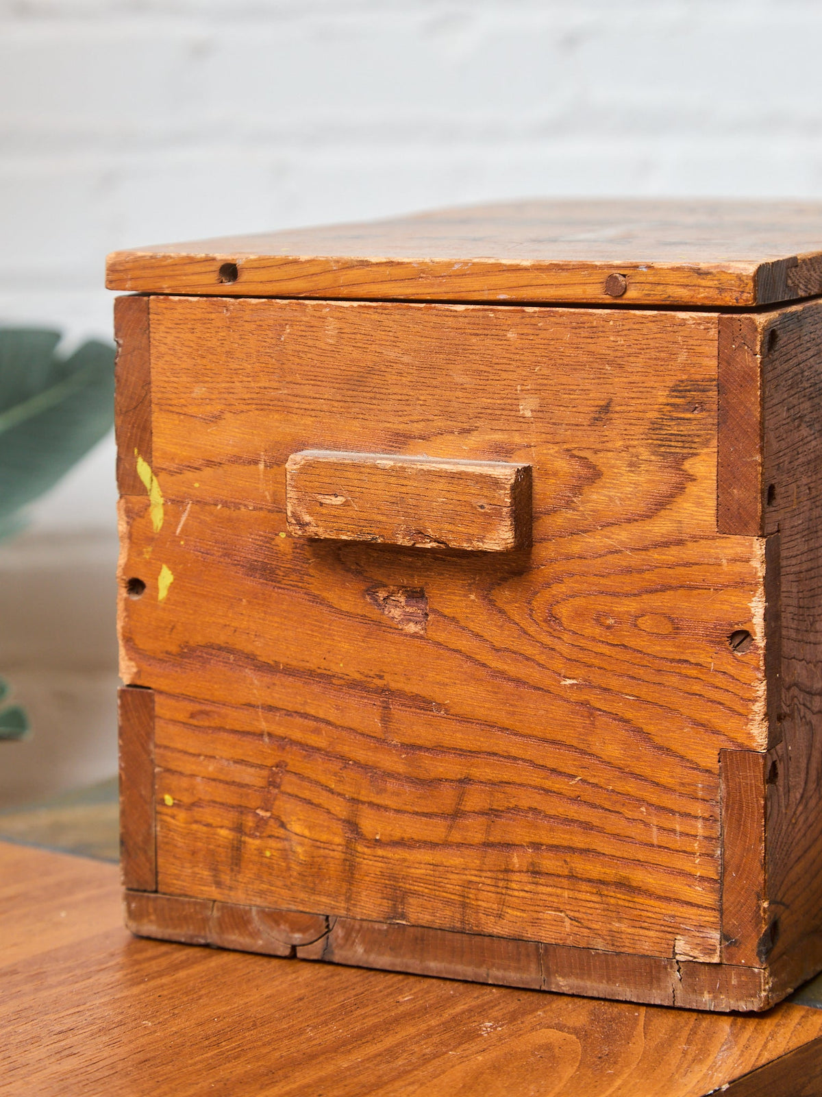 Vintage Primitive Distressed Japanese Calligraphy Storage Chest