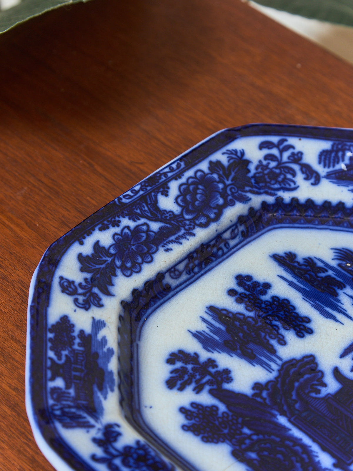 Antique Dark Flow Blue Manilla Staffordshire Platter