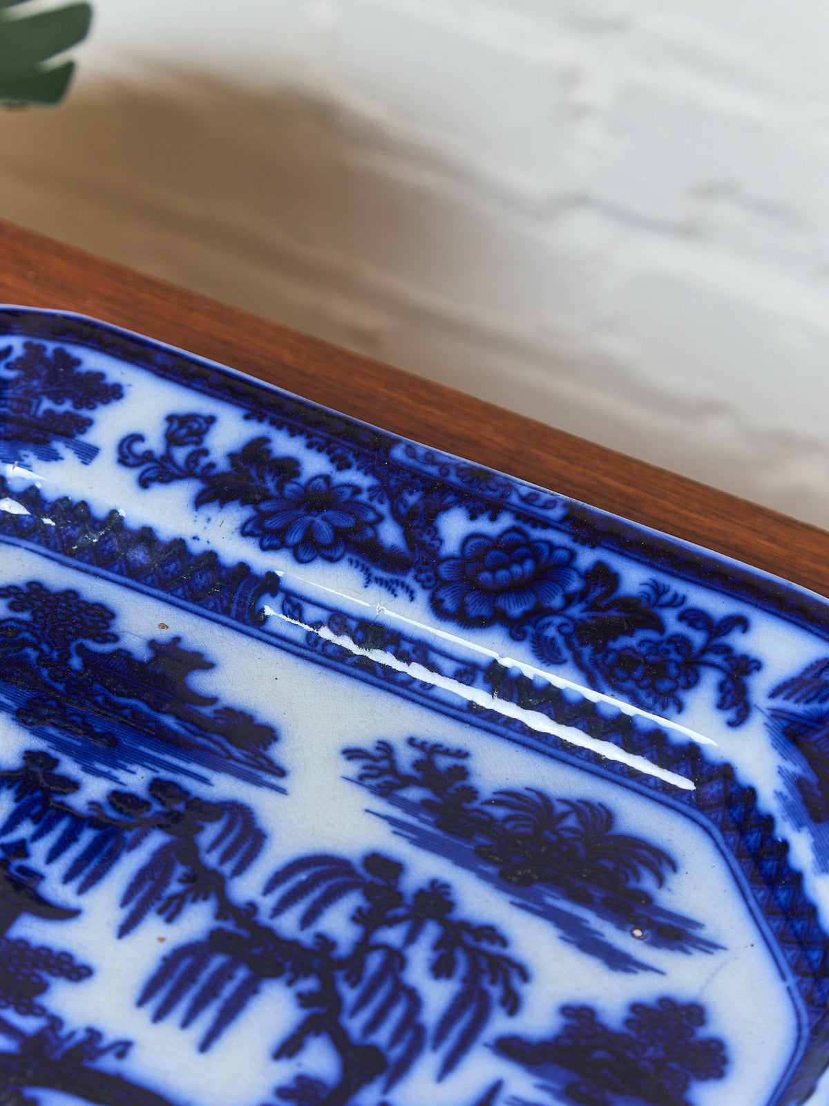 Antique Dark Flow Blue Manilla Staffordshire Platter