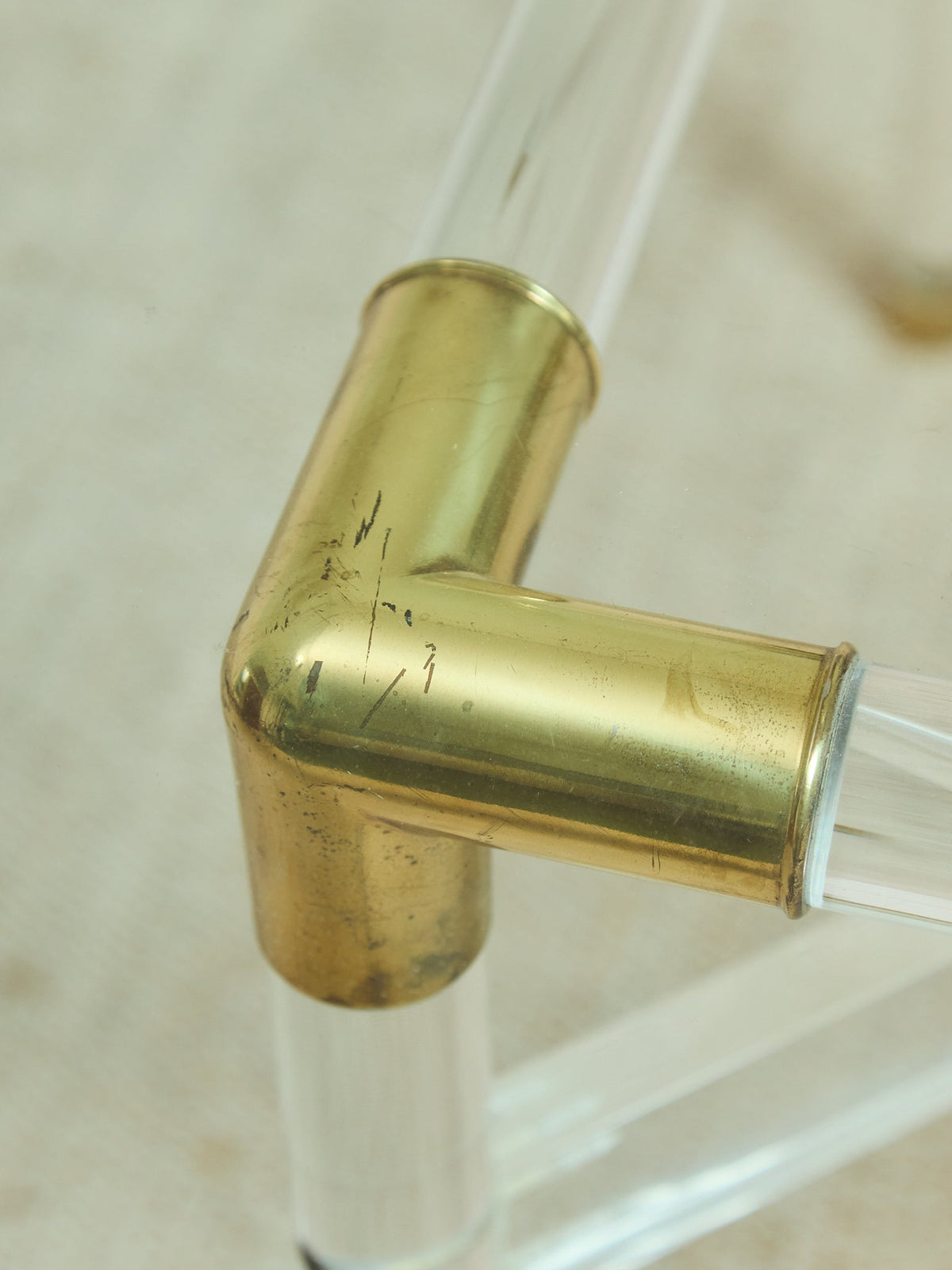 Tubular Lucite and Brass Italian Game Table Occasional Table