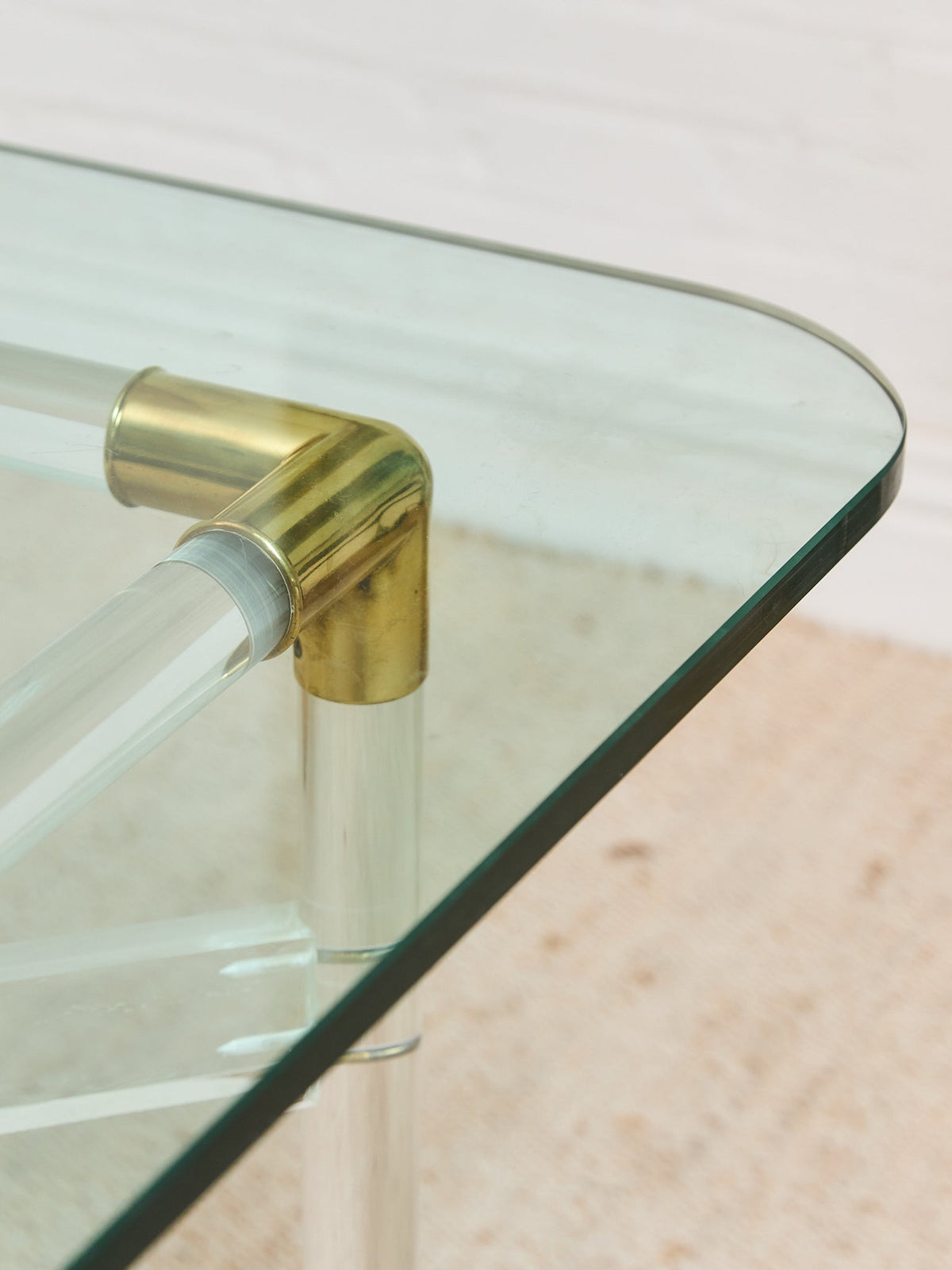 Tubular Lucite and Brass Italian Game Table Occasional Table