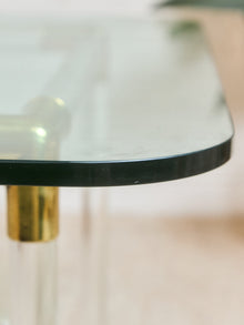 Tubular Lucite and Brass Italian Game Table Occasional Table