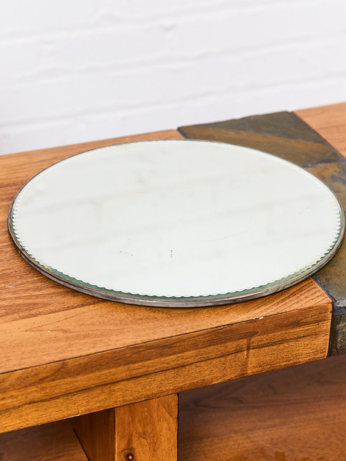 Round Scalloped Edge Art Deco Mirror