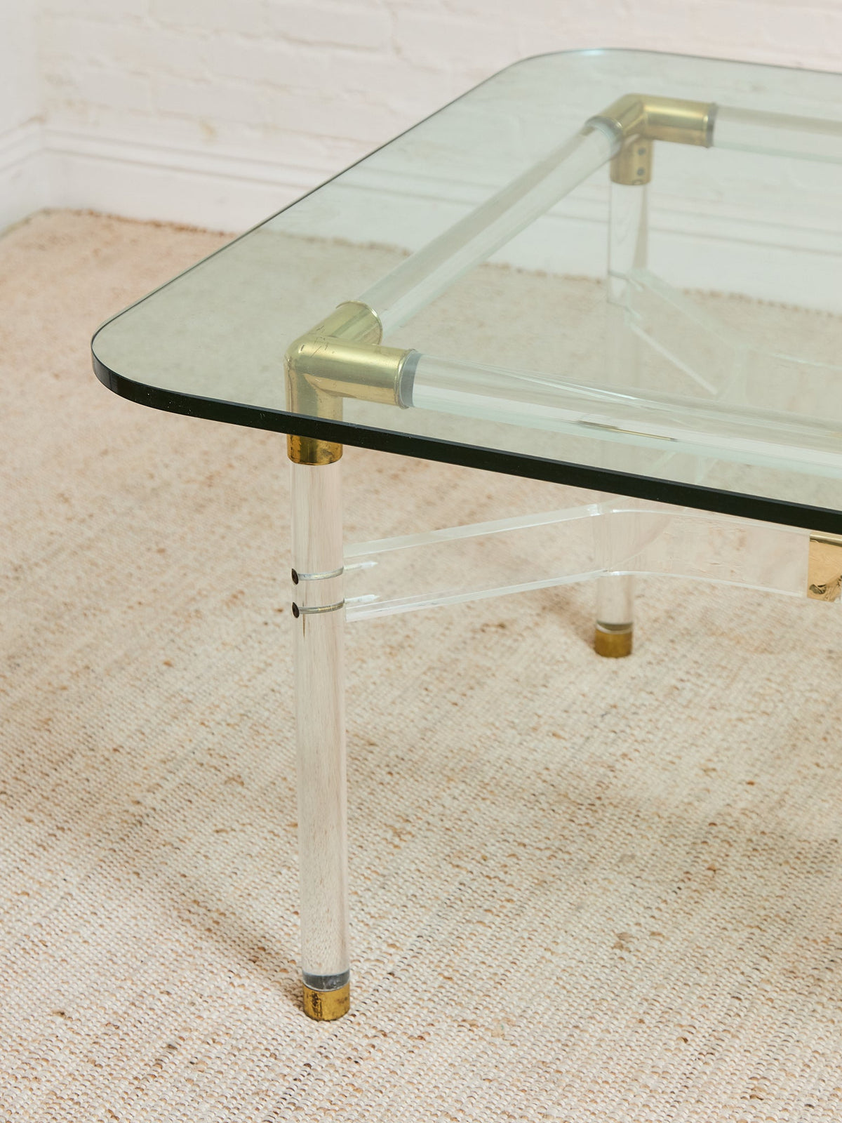 Tubular Lucite and Brass Italian Game Table Occasional Table