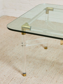 Tubular Lucite and Brass Italian Game Table Occasional Table