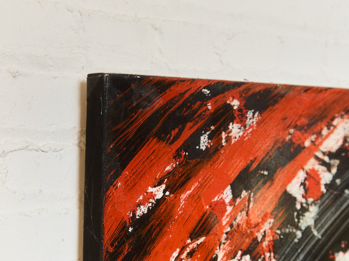 Red Geometric Acrylic Abstract Mandala Museum Painting in Red by Gerald Campbell