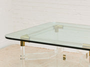 Tubular Lucite and Brass Italian Game Table Occasional Table