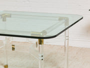 Tubular Lucite and Brass Italian Game Table Occasional Table