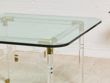 Tubular Lucite and Brass Italian Game Table Occasional Table