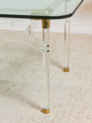 Tubular Lucite and Brass Italian Game Table Occasional Table