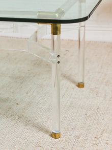 Tubular Lucite and Brass Italian Game Table Occasional Table