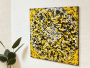 Geometric Acrylic Abstract Mandala museum Painting in Yellow by Gerald Campbell
