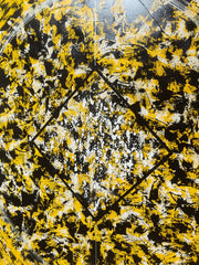 Geometric Acrylic Abstract Mandala museum Painting in Yellow by Gerald Campbell