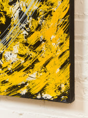 Geometric Acrylic Abstract Mandala museum Painting in Yellow by Gerald Campbell