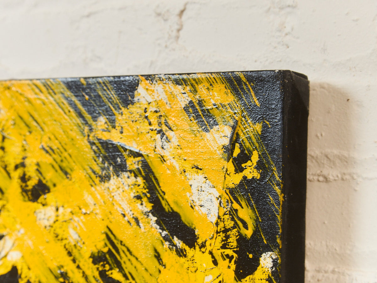 Geometric Acrylic Abstract Mandala museum Painting in Yellow by Gerald Campbell