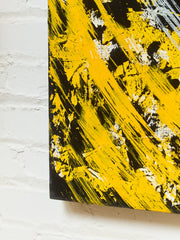 Geometric Acrylic Abstract Mandala museum Painting in Yellow by Gerald Campbell