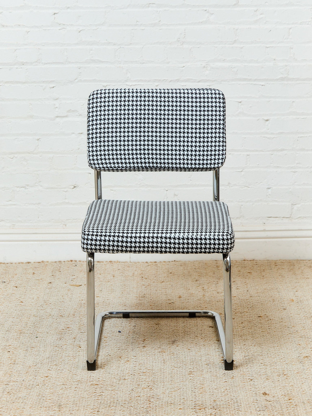 Houndstooth Black and White Chrome Chair