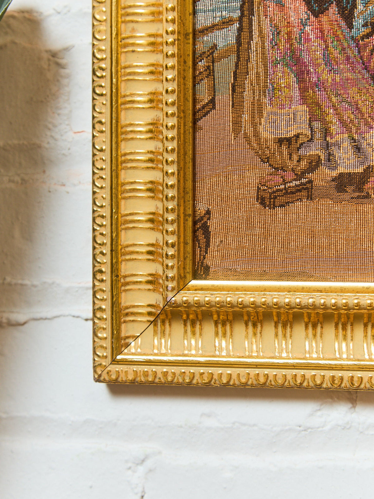 Antique Japanese Geisha Tapestry Framed