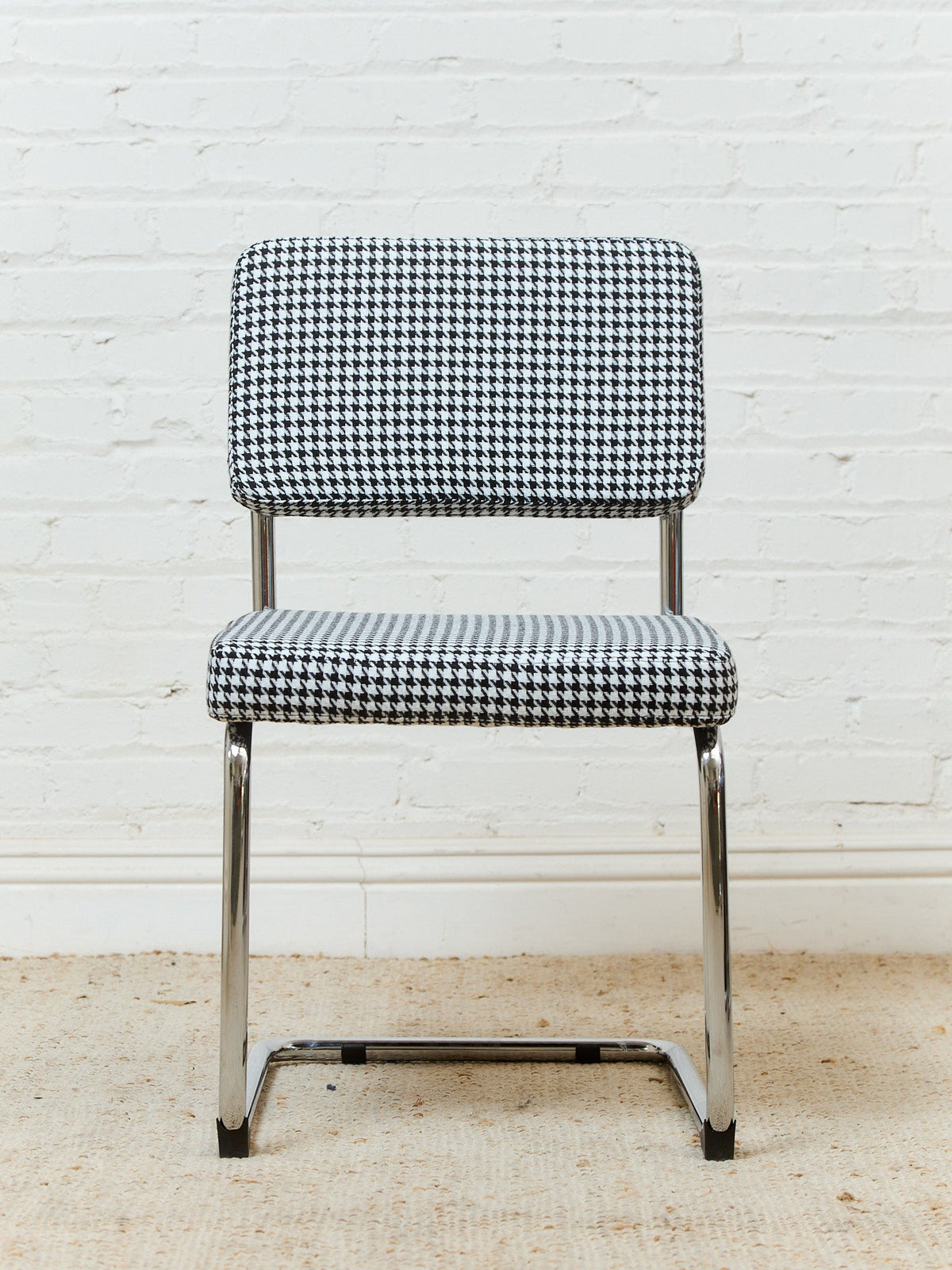 Houndstooth Black and White Chrome Chair
