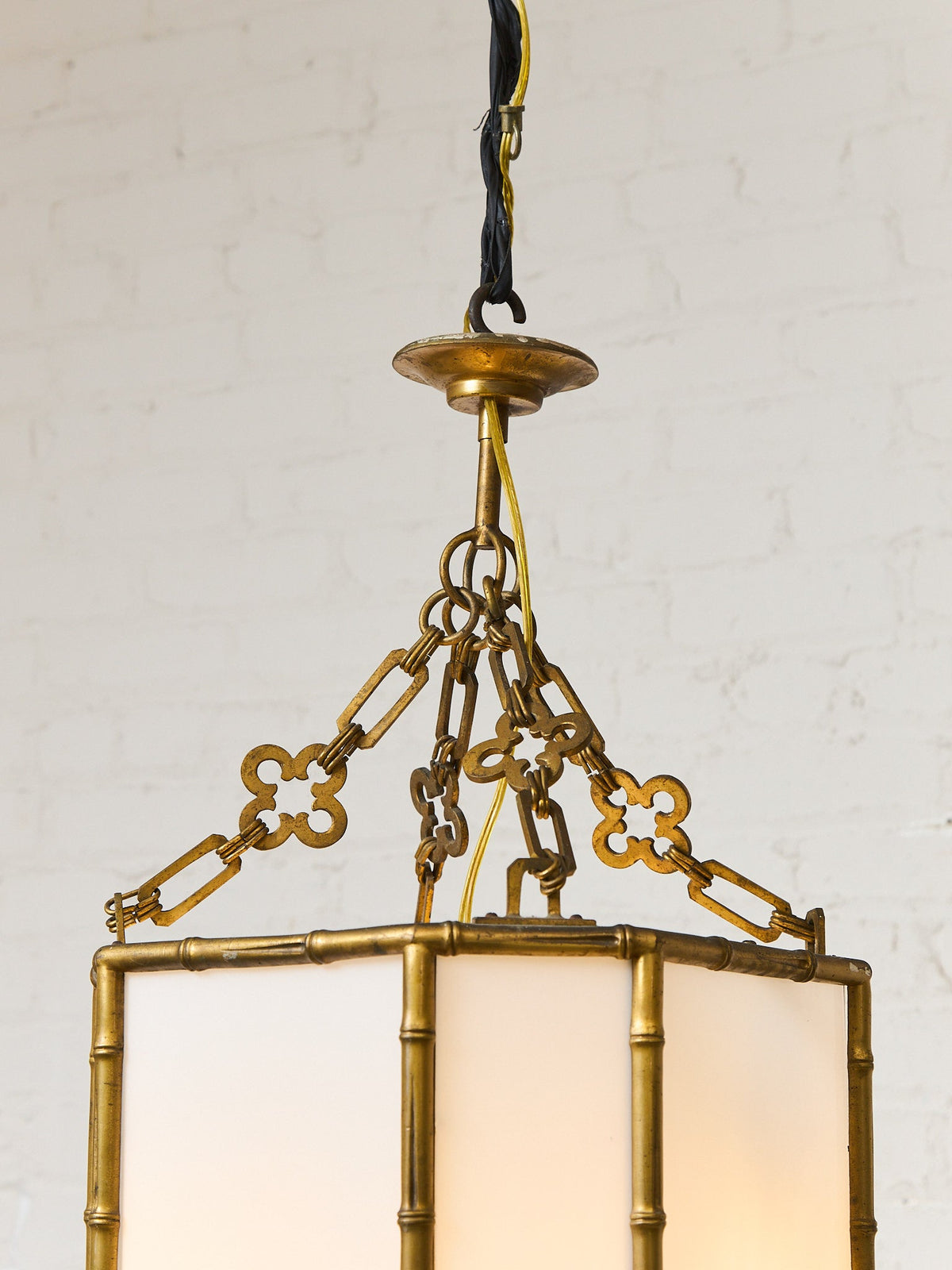 Antique French Bamboo Brass Pendant LARGE