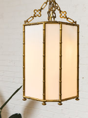 Antique French Bamboo Brass Pendant LARGE