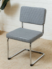 Houndstooth Black and White Chrome Chair