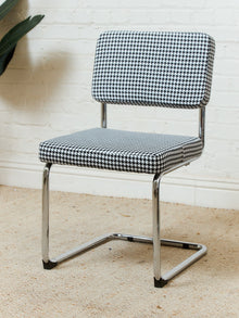 Houndstooth Black and White Chrome Chair