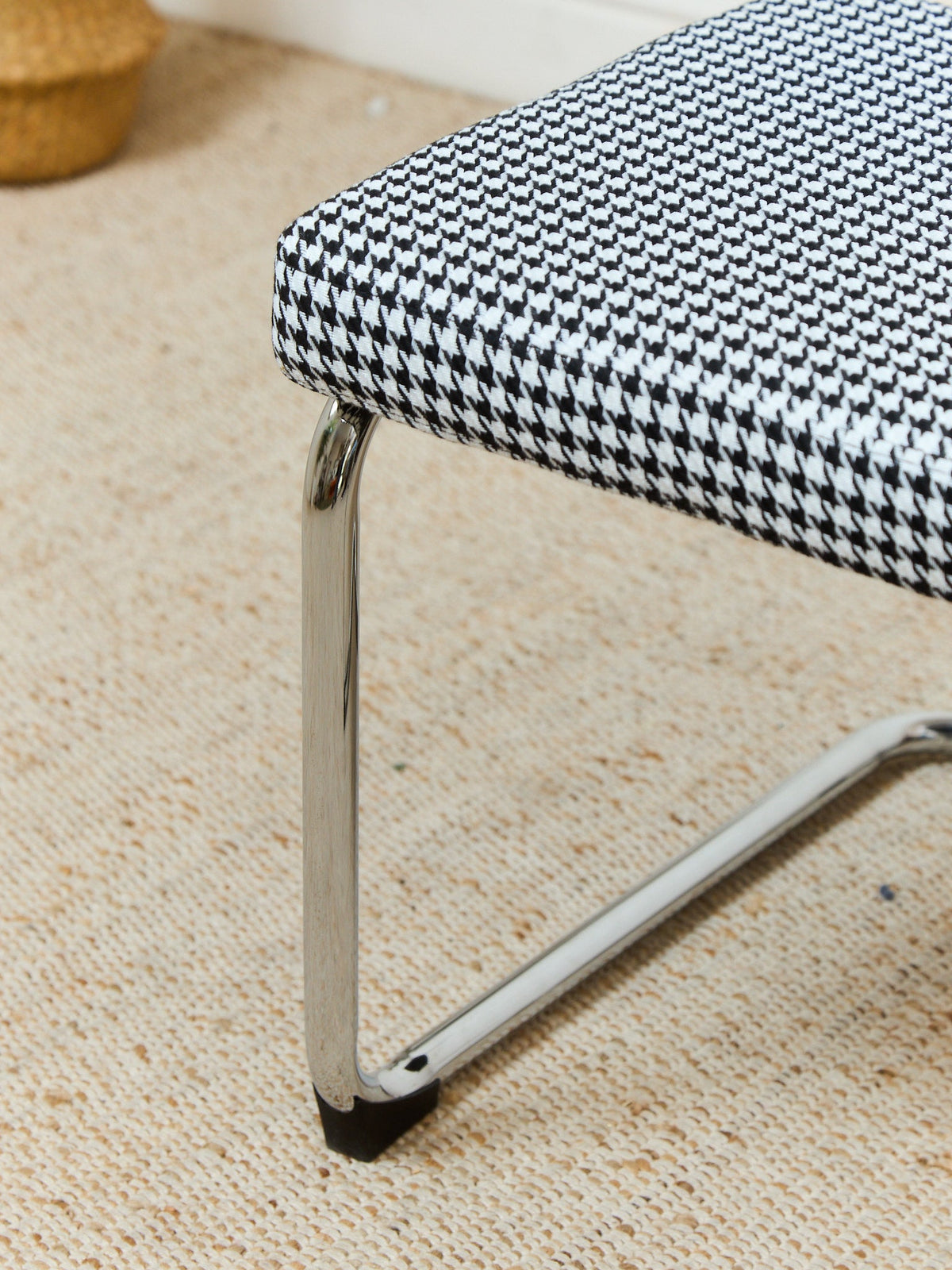 Houndstooth Black and White Chrome Chair