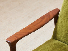 Solid Teak Westnofa Norway Olive Green Mohair Lounge Chair
