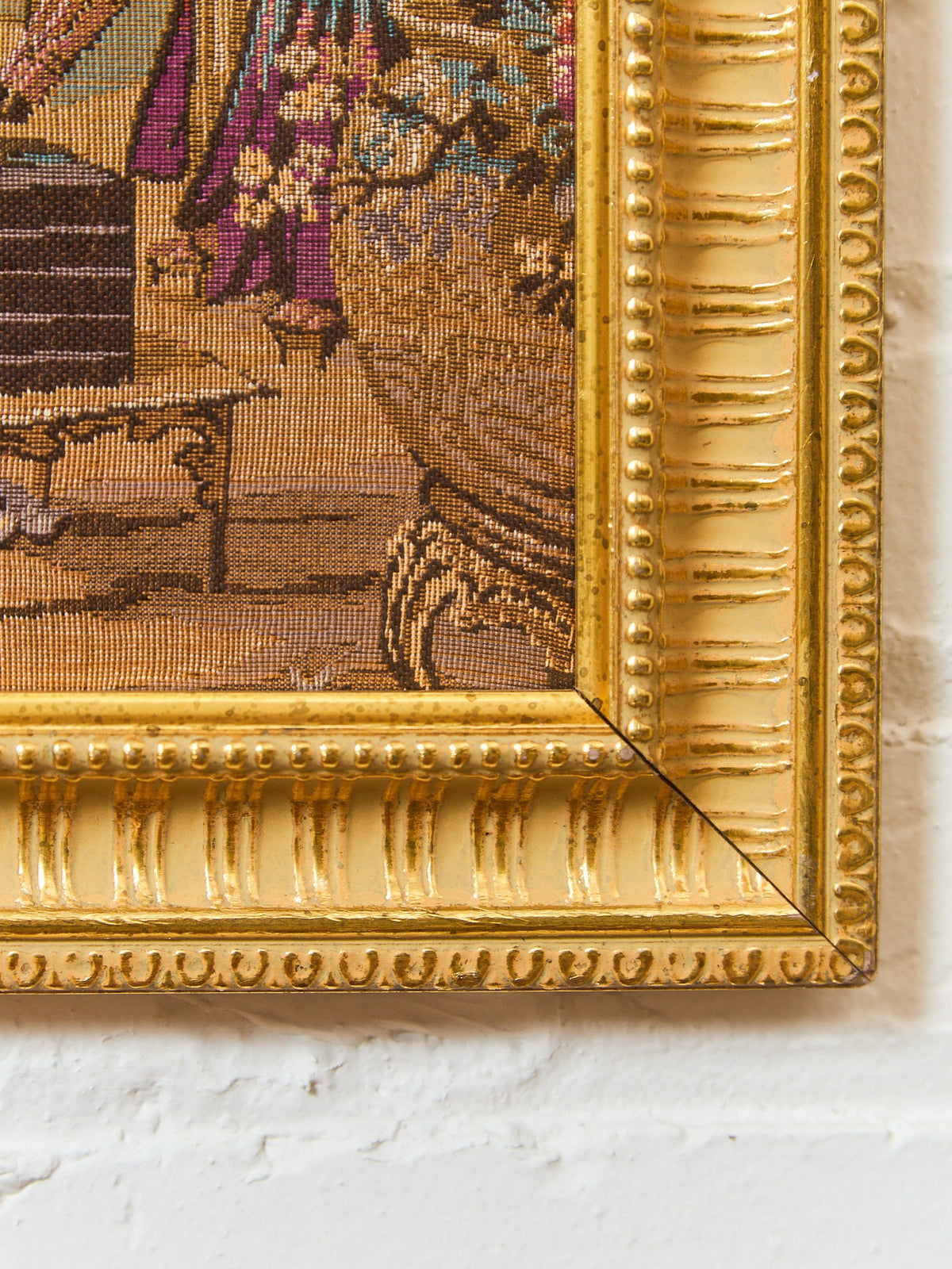 Antique Japanese Geisha Tapestry Framed