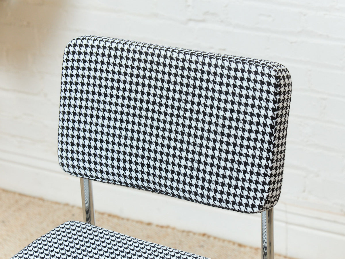 Houndstooth Black and White Chrome Chair